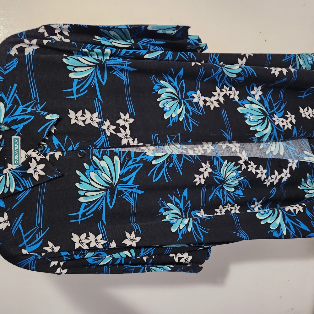 Black and Blue Floral Button-Up Shirt